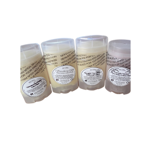 4 sticks of body butter inside deodorant tubes sold as Glow Now Shea Butter Lotion Sticks